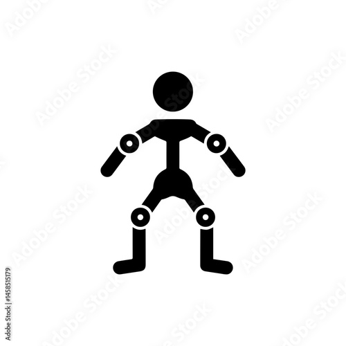 Armature Icon with Stick Bones Rig, Black Filled Outline Symbol