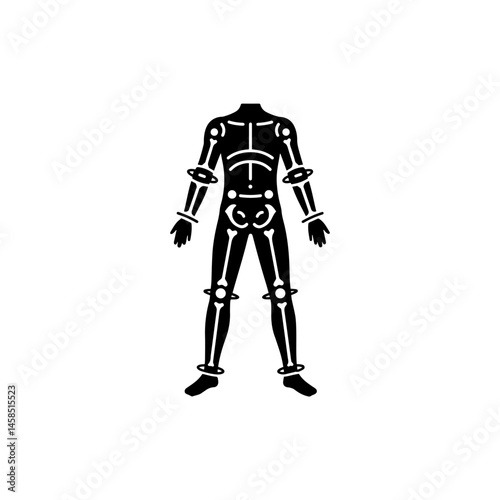 Animation Rig Icon with Bones Inside Humanoid in Minimal Black