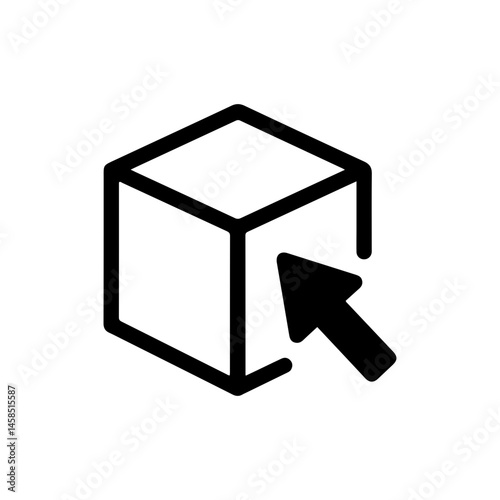 Origin Set Icon with Arrow to Cube Center - Black Filled