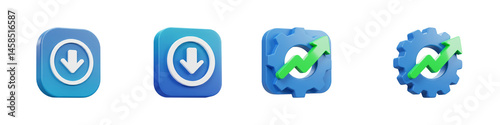 Set of Software Update Icons Isolated on Transparent Background