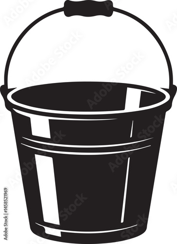 Handled Bucket Silhouette Vector – Clean Black Utility Icon Vector Illustration
