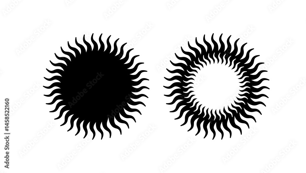 Fototapeta premium cute sun Shape, black isolated silhouette