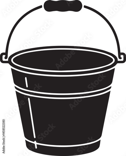 Handled Bucket Silhouette Vector – Clean Black Utility Icon Vector Illustration