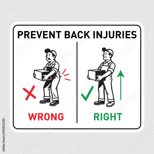 prevent back injuries vector sign