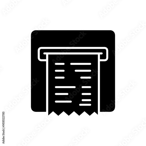 Black Icon of Cash Machine with Receipt Ejecting