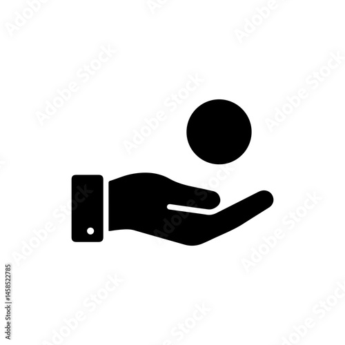 Black Icon of Hand Outstretched for Coin Donation