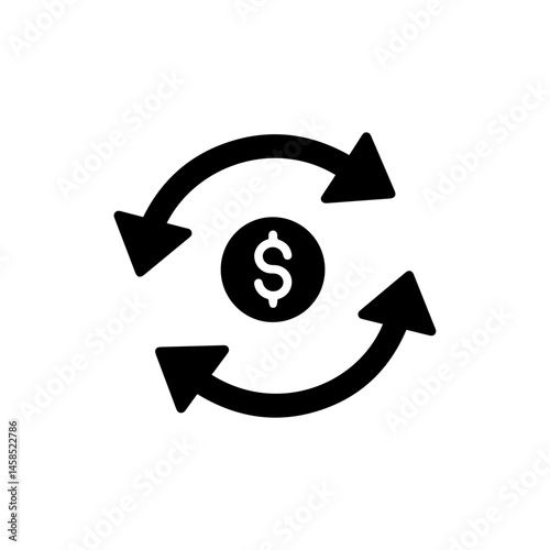 Black Icon of Currency Arrows for International Trade