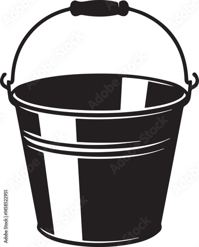Handled Bucket Silhouette Vector – Clean Black Utility Icon Vector Illustration