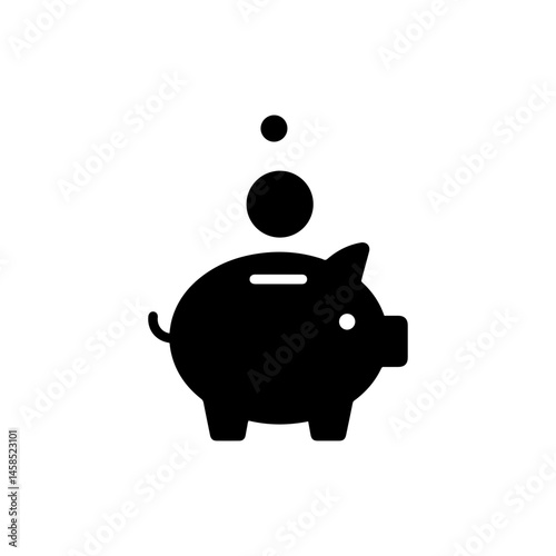 Piggy Bank Coin Insert Top View Filled Icon