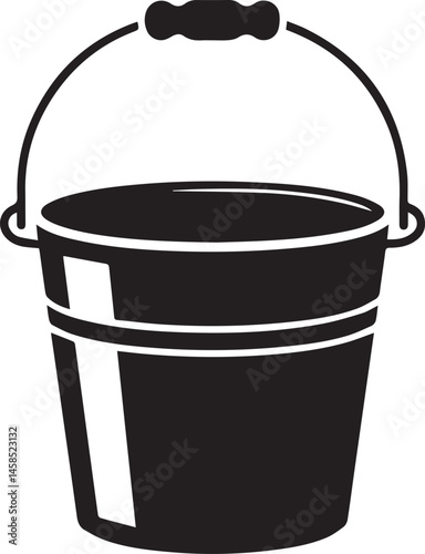 Handled Bucket Silhouette Vector – Clean Black Utility Icon Vector Illustration