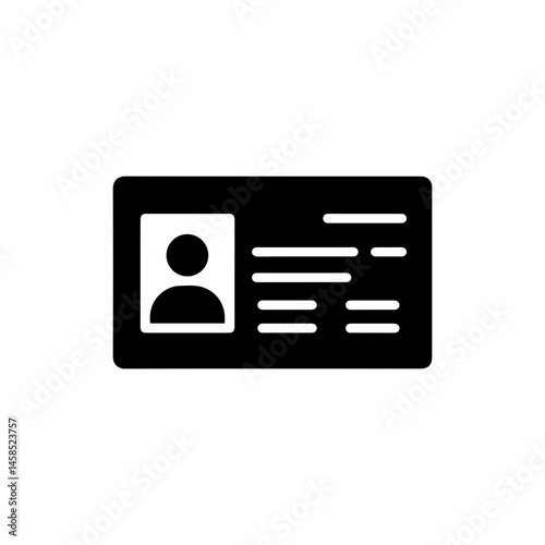 Black Filled Icon of Driving License ID Card, Identification Symbol
