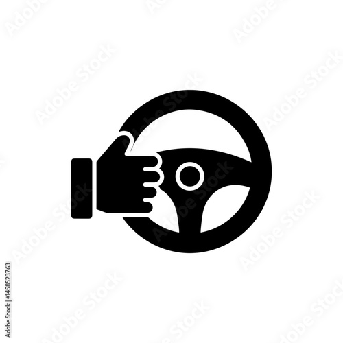 Hand on Steering Icon Black Simple