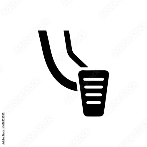 Car brake pedal icon black filled, vehicle control symbol, automotive safety graphic, driving mechanism vector, transportation part icon, foot pedal design, automobile brake system, stock illustration