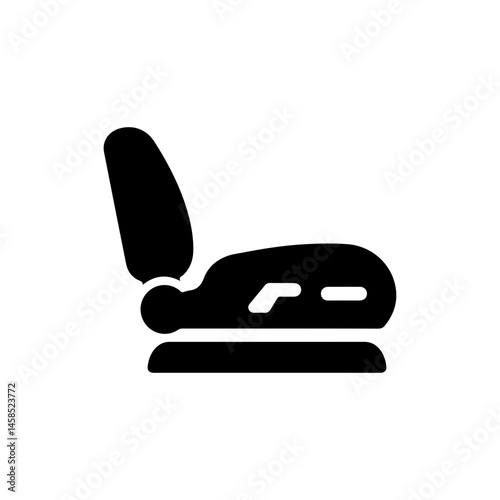 Black Filled Icon of Driver Seat Adjustment Lever, Vehicle Control Symbol