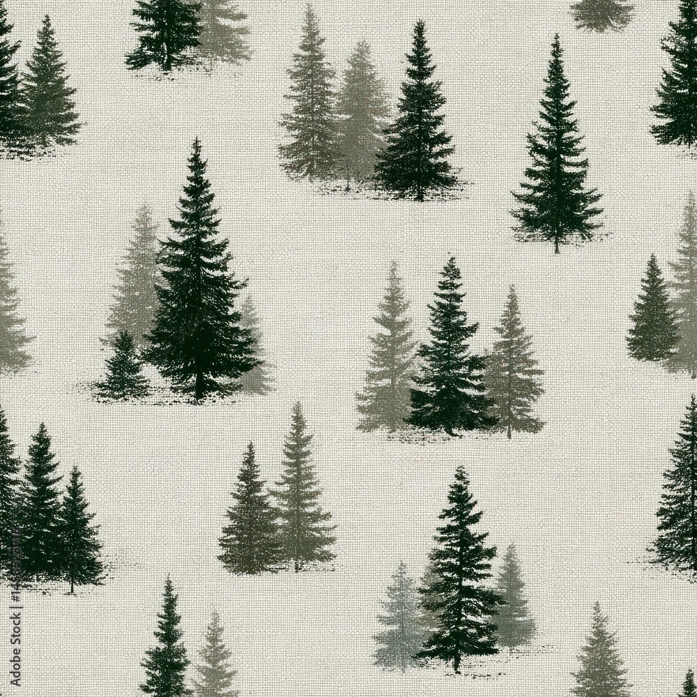 Fototapeta premium Seamless Pattern of Pine Trees in a Natural Setting Forest Landscape Textured Design Aerial View for Creative Projects