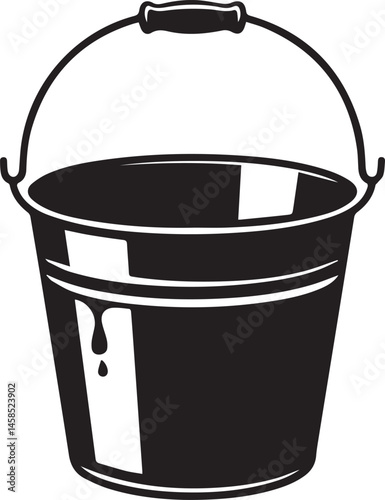 Handled Bucket Silhouette Vector – Clean Black Utility Icon Vector Illustration