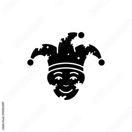 Jester Face Icon with Chaotic Paint Detail