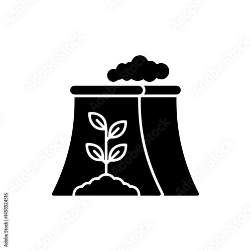 Plant Inside Reactor Black Filled Icon - Glyph Line Flat