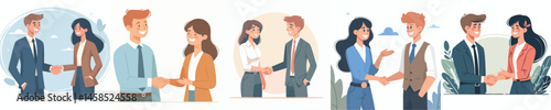 vector of men and women shaking hands