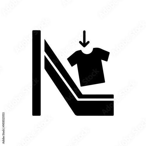 Shirt Falling into Laundry Chute Icon in Black