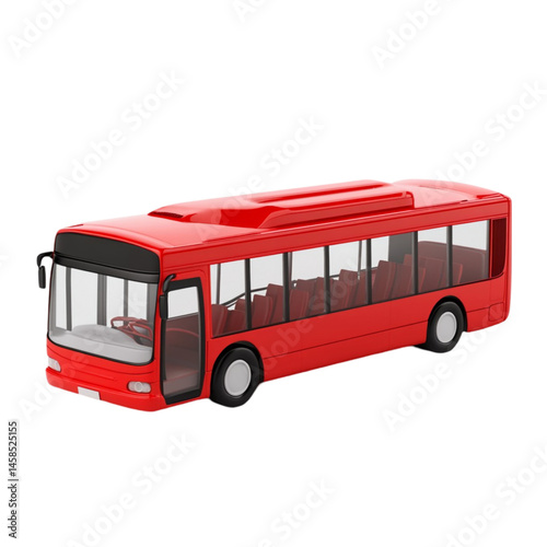 Red city bus model isolated on white background a 3D render
