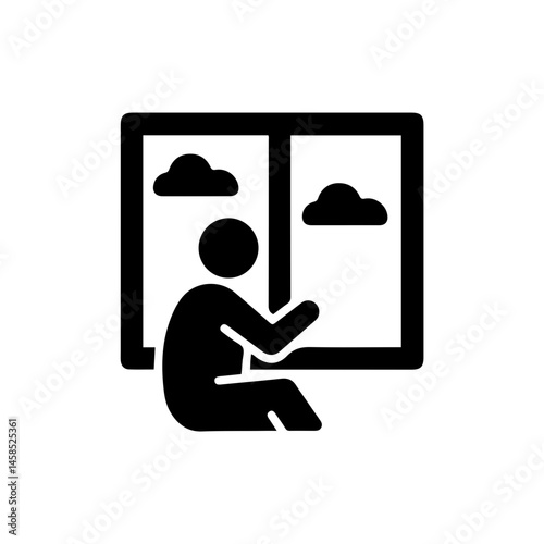 Person Sitting by Window Watching Sky Representing Reflection and Calmness