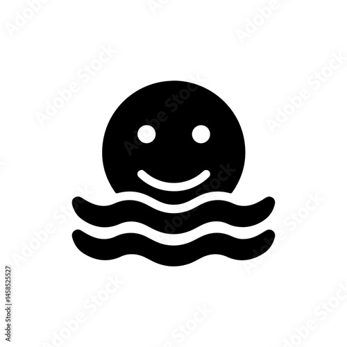 Smiling Face Floating on Water Symbolizing Emotional Ease Icon