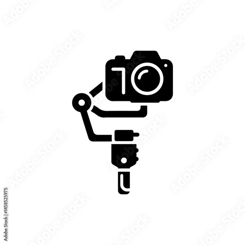 Black Camera Gimbal Stabilizer Handheld Icon