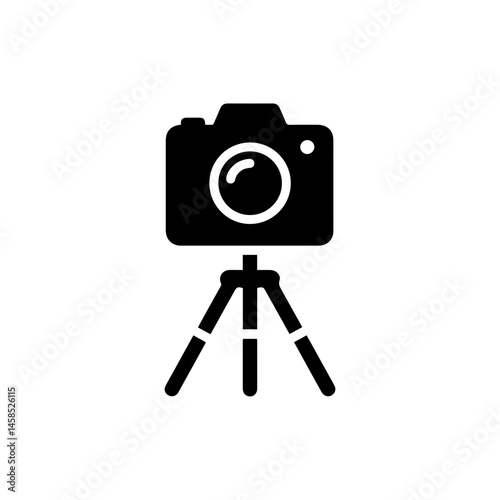 Time Lapse Camera on Tripod Icon Black Filled