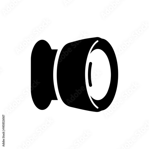 Wide Angle Lens with Curved Glass Icon - Black Filled Design