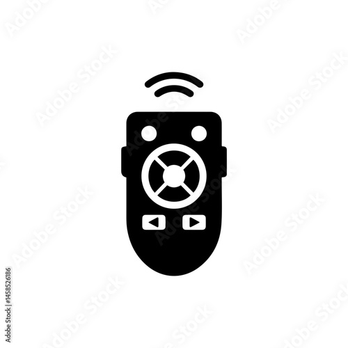 Wireless Camera Remote Control Icon, Black Filled Design