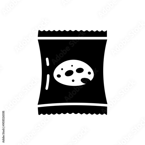 Plastic Bag with Chips Icon - Minimal Black Filled