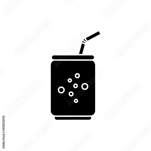 Soda Can with Straw and Bubbles Icon