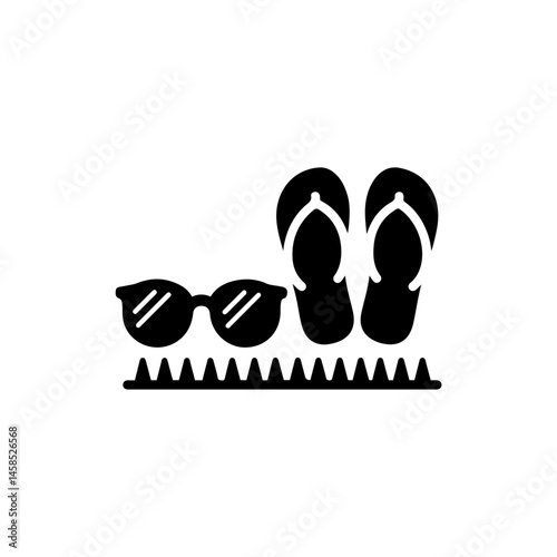 Sunglasses and Flipflops on Grass Icon