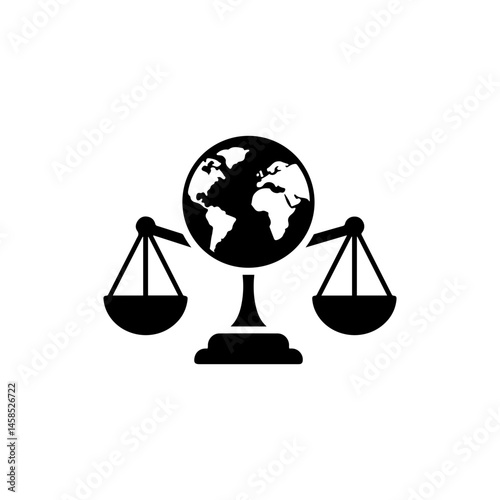 Planet in Balanced Scales Black Filled Icon Minimal Judgment Theme