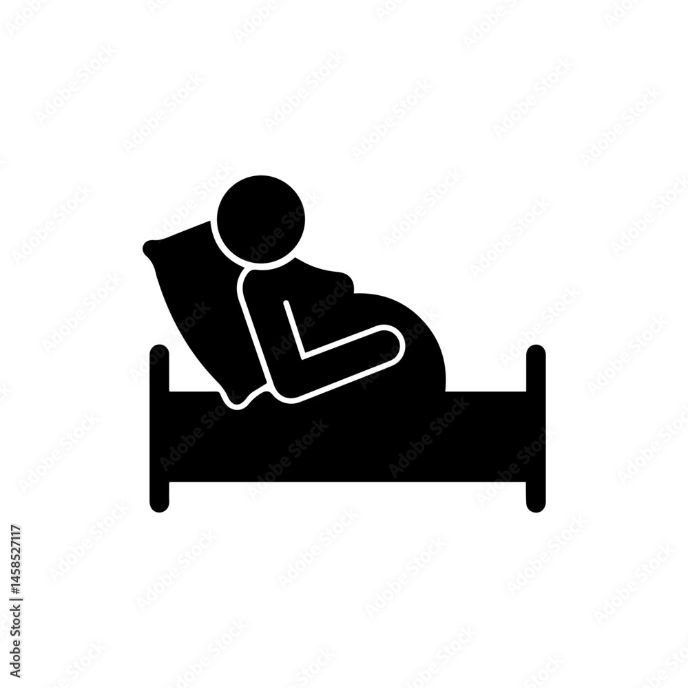 Black Icon of Expecting Mother Sleeping with Pillow Black Icon of Expecting Mother Sleeping with Pillow