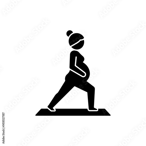 Pregnant Woman Yoga Icon on Mat