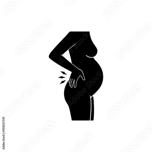 Woman Holding Back Lower Pain during Pregnancy Icon