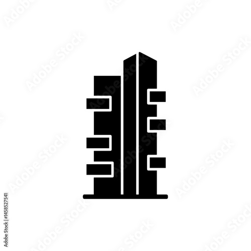 High Rise Apartment Building with Balconies Icon Black Filled