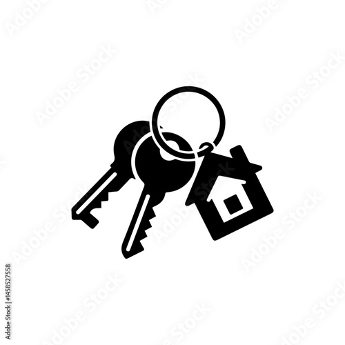 Keys on Keyring with Home Icon - Black Filled