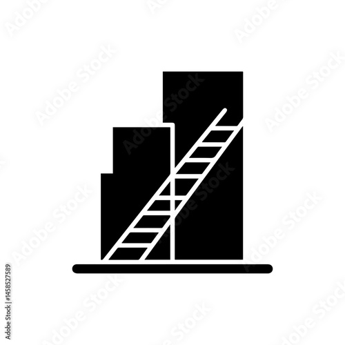 Property Ladder with Multiple Floors Icon Black Filled Design