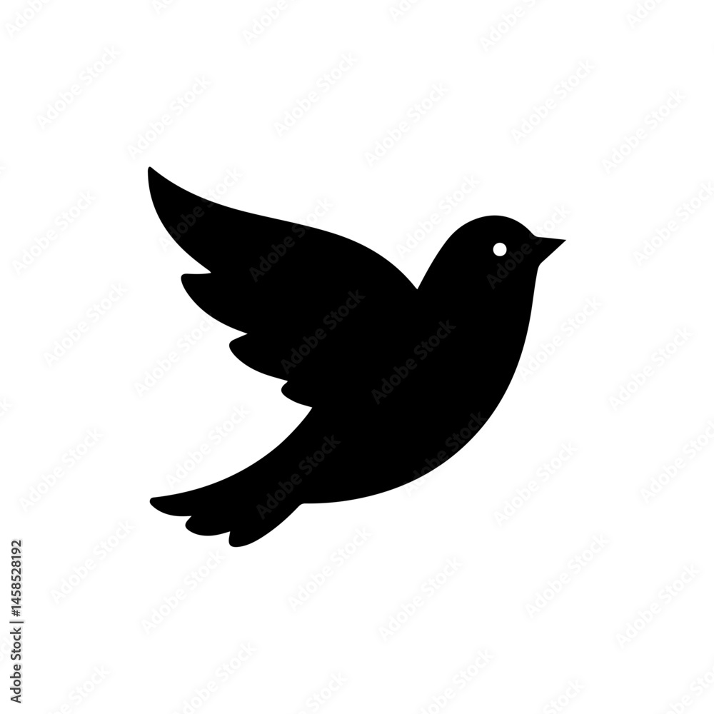 Fototapeta premium Solid Black Icon of Bird Flying Upward Like Typical Microblogging Logo
