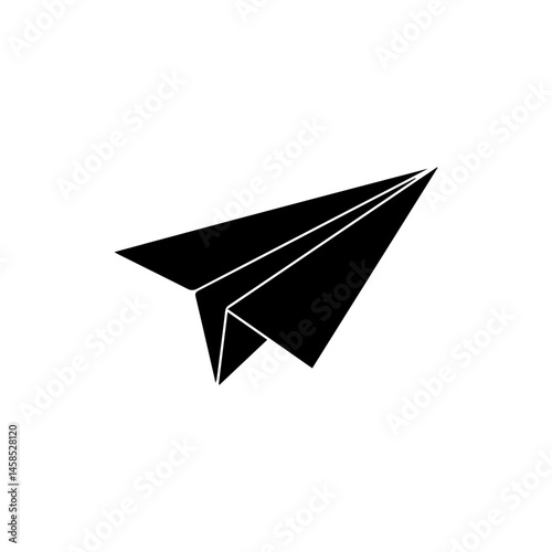 Minimalist Black Icon Paper Plane Facing Up Right Angle