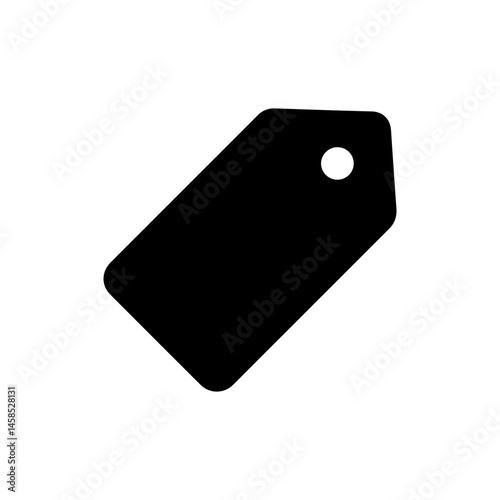 Minimalist Black Icon Tag with Circle Inside Right End