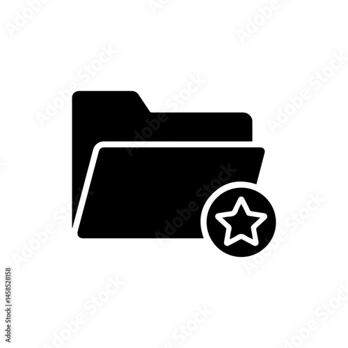 Solid Black Icon Folder with Star Inside for Saved Posts
