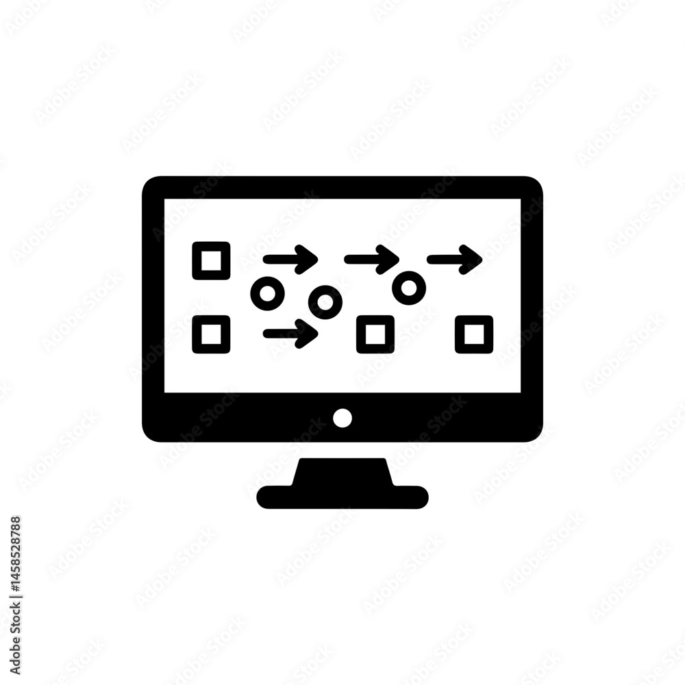 Minimalist Black Icon of a Monitor with Scene Transitions Minimalist Black Icon of a Monitor with Scene Transitions