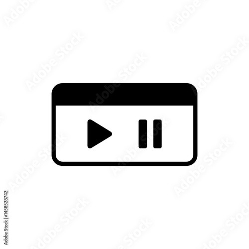 Free Download Flat Black Icon of an Interface Window with Play and Pause Icons - GFXLoad
