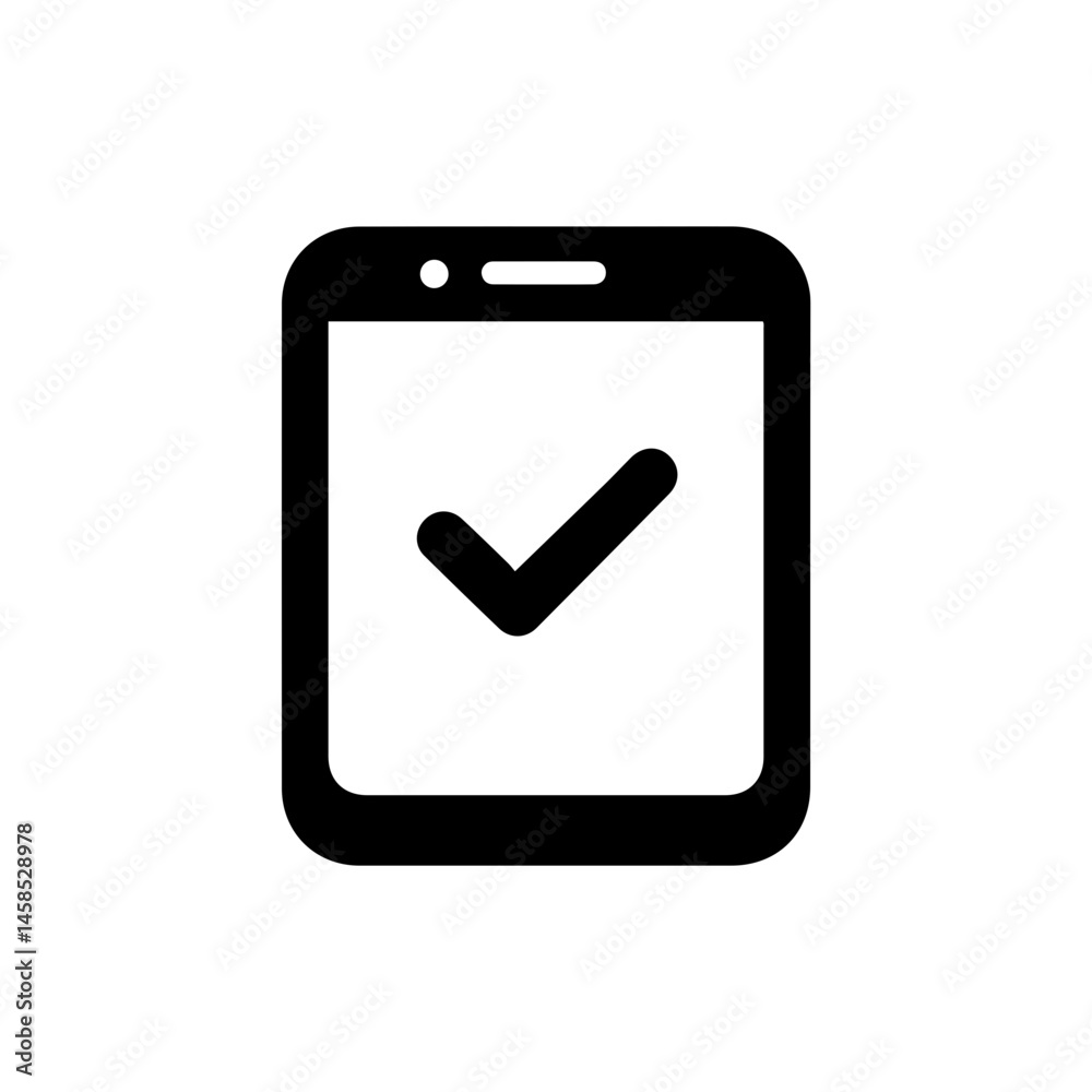 Mobile App Icon with Task Check - Minimal Black Design Mobile App Icon with Task Check - Minimal Black Design
