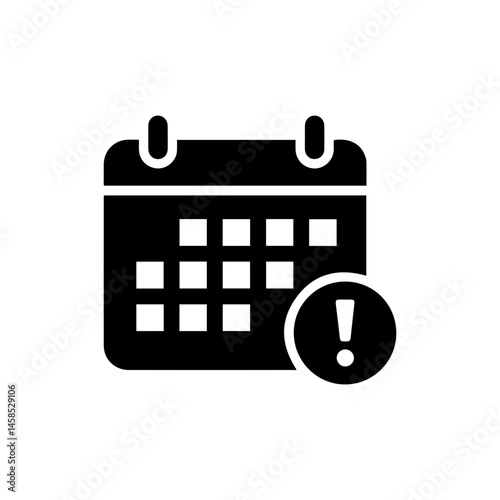 Task Calendar with Exclamation Mark - Minimal Black Icon
