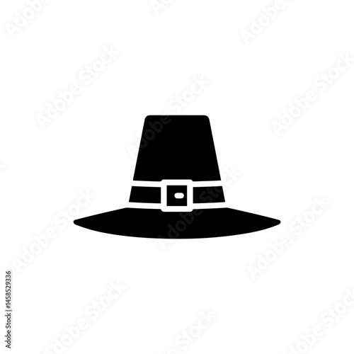 Pilgrim Hat with Buckle and Wide Brim Icon Black